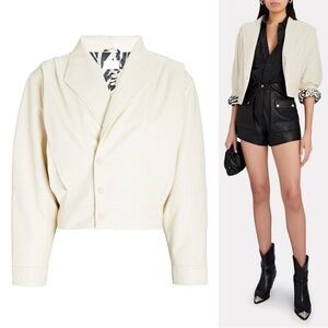 NEW! MOTHER- The Big Time Faux Leather Jacket in Drunk in Love Ivory Size Small